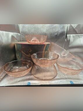 Vintage Pink French Glass Serving Bowl Set - Arcoroc ROSA Rosaline